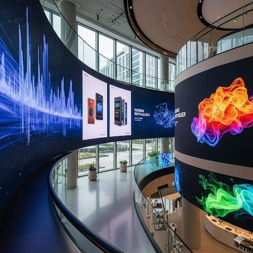 Corporate display of a flexible LED screen